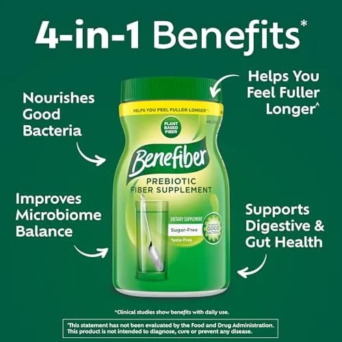 Benefiber Daily Prebiotic Fiber Supplement Powder 500g (17.6 oz) | Supports Digestive Health & Fullness thumbnail 2