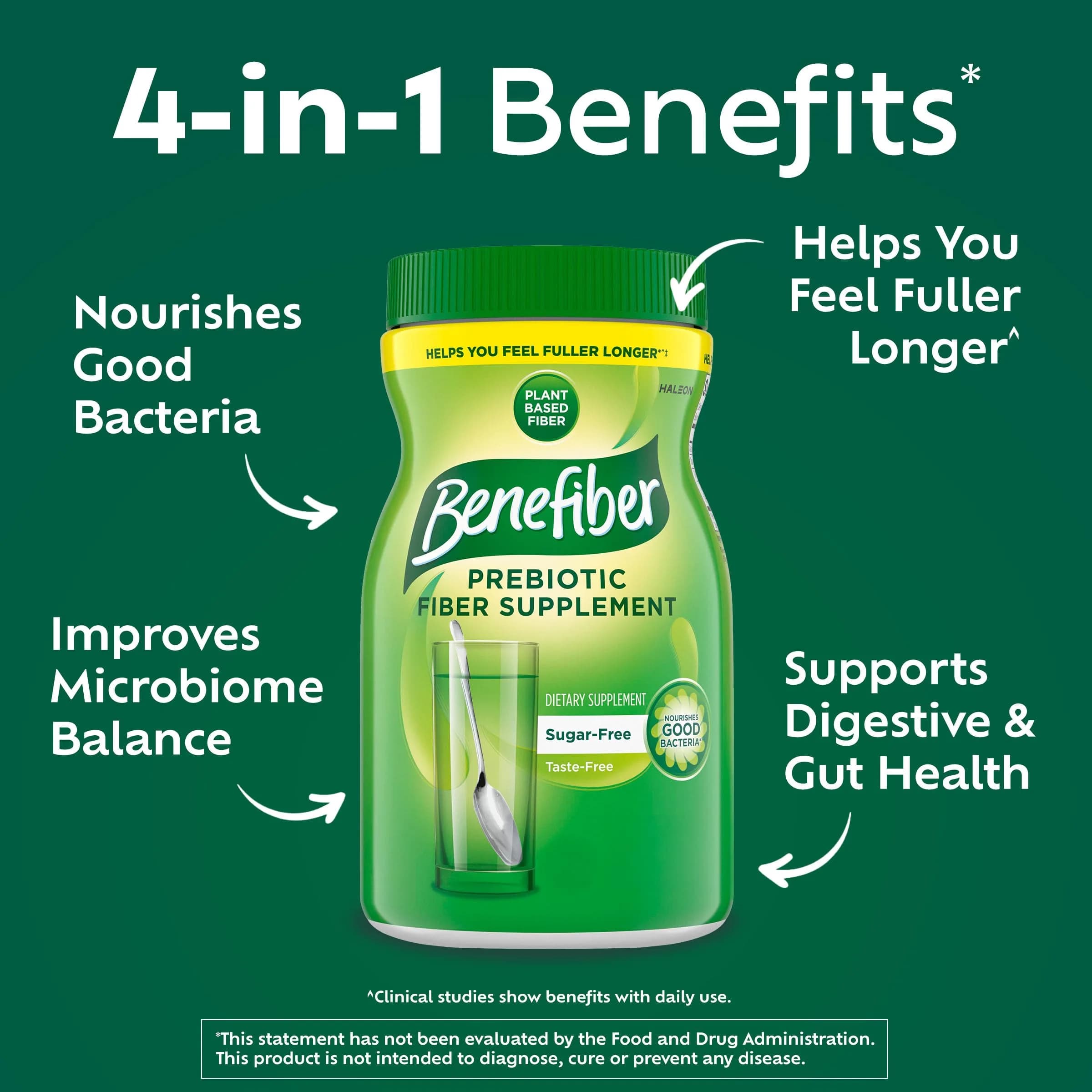 Benefiber Daily Prebiotic Fiber Supplement Powder 500g (17.6 oz) | Supports Digestive Health & Fullness - view 2