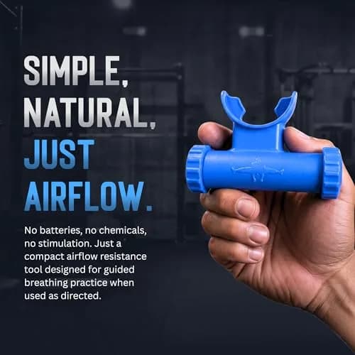 O2Trainer Breathing Muscle Trainer | Endurance & Lung Power for Athletes, Singers & High-Altitude | 16 Resistance Caps | Blue thumbnail 5