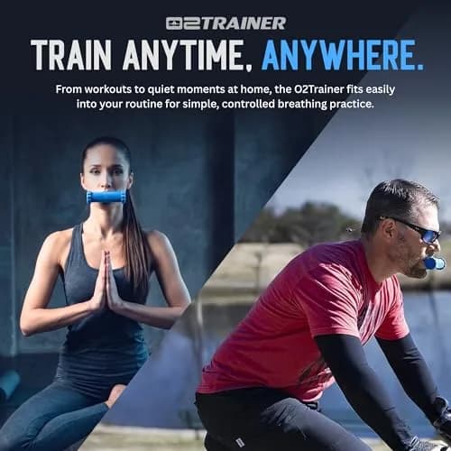 O2Trainer Breathing Muscle Trainer | Endurance & Lung Power for Athletes, Singers & High-Altitude | 16 Resistance Caps | Blue thumbnail 8