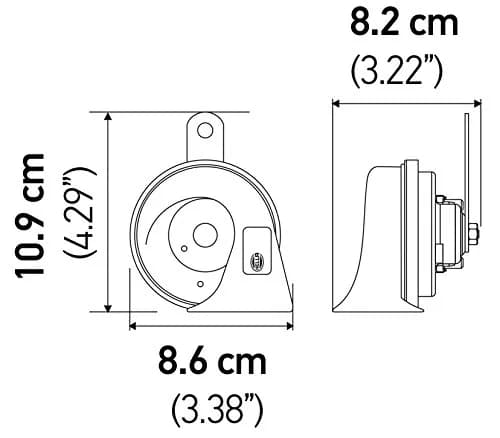 Hella Black 12V BX Trumpet Horn Kit with M8 Bracket & Audi Connector | 118 Decibels thumbnail 2