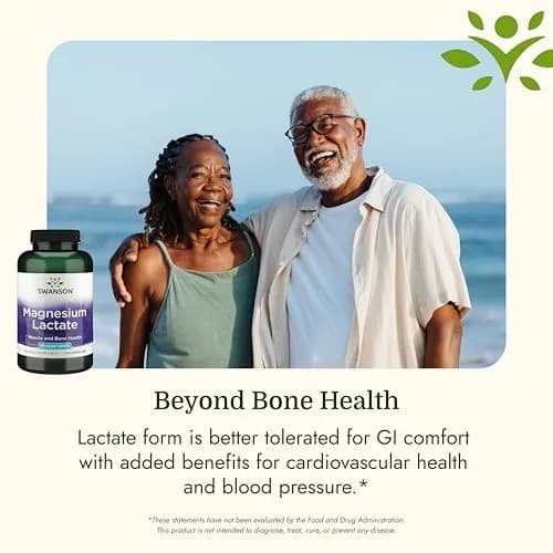 Swanson Magnesium Lactate Lactose-Free 84 mg | Supports Muscles & Bones, Gentle Absorption thumbnail 5