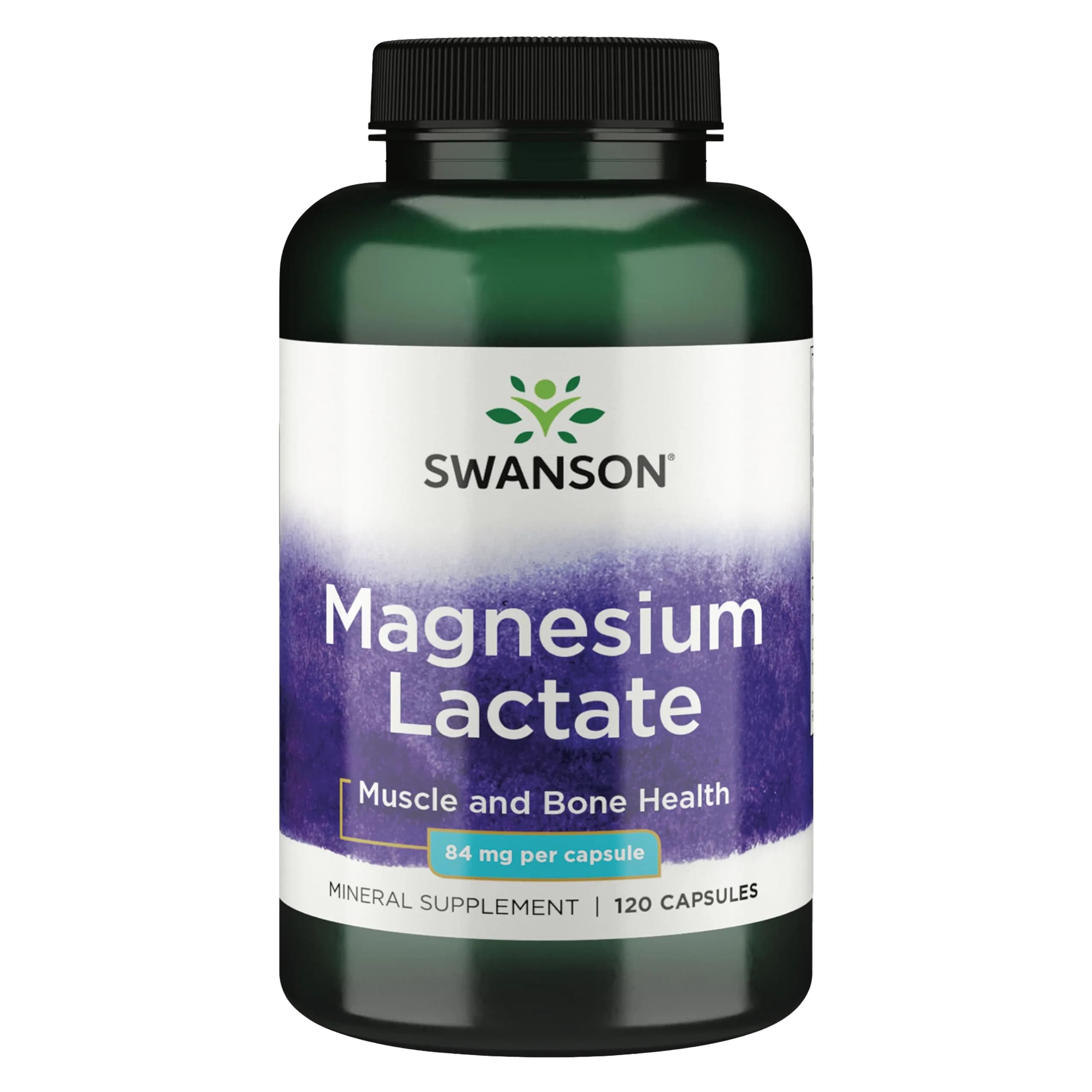 Swanson Magnesium Lactate Lactose-Free 84 mg | Supports Muscles & Bones, Gentle Absorption — No Color