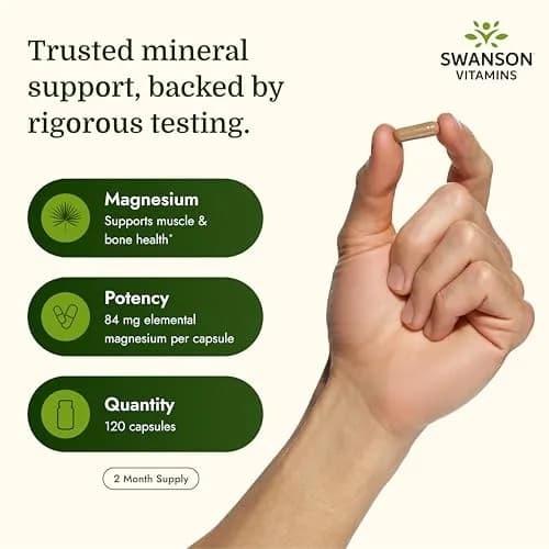 Swanson Magnesium Lactate Lactose-Free 84 mg | Supports Muscles & Bones, Gentle Absorption thumbnail 3