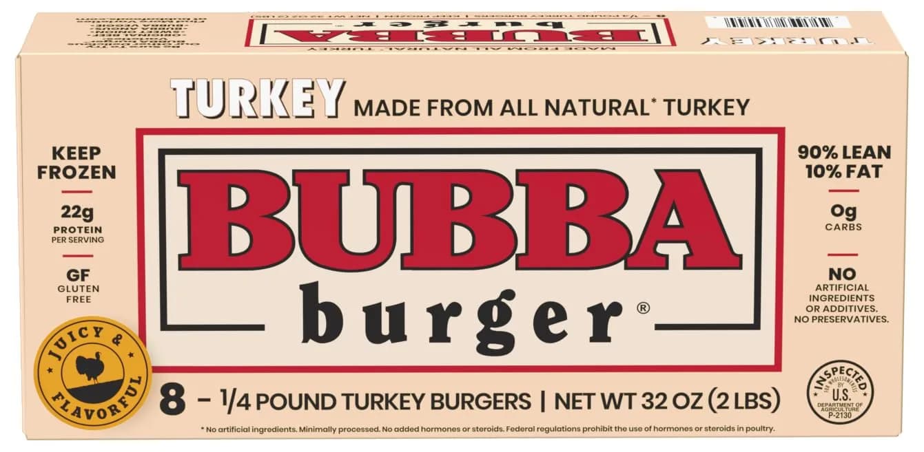 BUBBA Burger Premium Original Turkey Burger Patties 2lb | Gluten-Free, High-Protein, Frozen - main product image