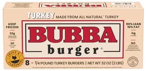 BUBBA Burger Premium Original Turkey Burger Patties 2lb | Gluten-Free, High-Protein, Frozen thumbnail 1