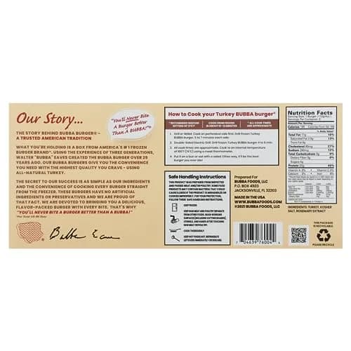 BUBBA Burger Premium Original Turkey Burger Patties 2lb | Gluten-Free, High-Protein, Frozen thumbnail 2