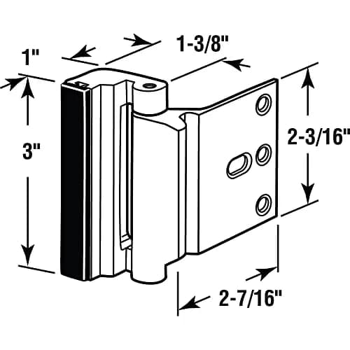 PRIME-LINE U 10826 Door Reinforcement Lock 7.6 cm (3 in.) Stop | High Security for Swing-In Doors thumbnail 2