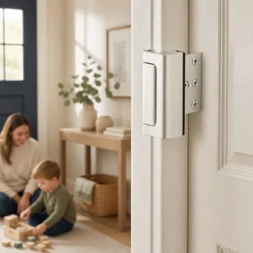 PRIME-LINE U 10827 Door Reinforcement Lock 7.6 cm (3 In.) | Heavy Duty Security Stop for Swing-In Doors thumbnail 4
