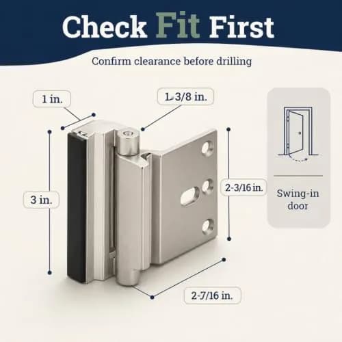 PRIME-LINE U 10827 Door Reinforcement Lock 7.6 cm (3 In.) | Heavy Duty Security Stop for Swing-In Doors thumbnail 2