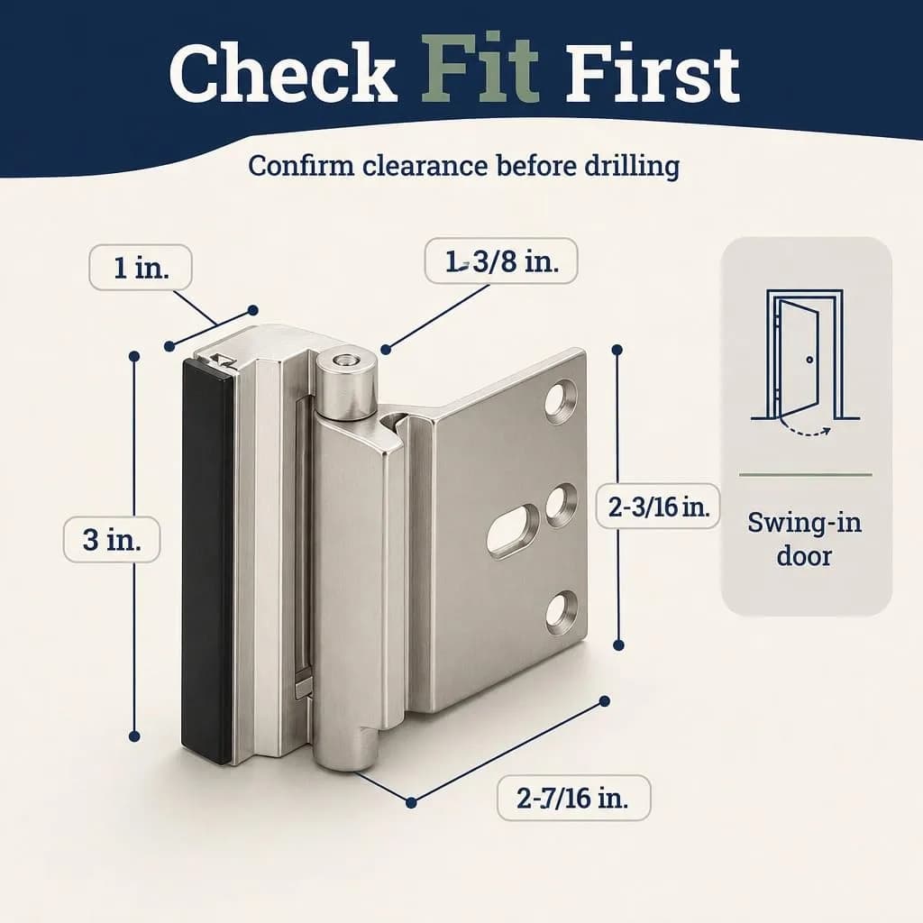 PRIME-LINE U 10827 Door Reinforcement Lock 7.6 cm (3 In.) | Heavy Duty Security Stop for Swing-In Doors - view 2