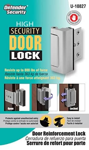 PRIME-LINE U 10827 Door Reinforcement Lock 7.6 cm (3 In.) | Heavy Duty Security Stop for Swing-In Doors thumbnail 3