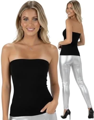 ToBeInStyle Women's Seamless Bandeau Tube Top Ribbed Without Pad - Black - One Size | Body-Hugging, Comfortable, Perfect for Casual & Party Wear thumbnail 1