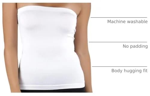 ToBeInStyle Women's Seamless Bandeau Tube Top Ribbed Without Pad - White - One Size thumbnail 4