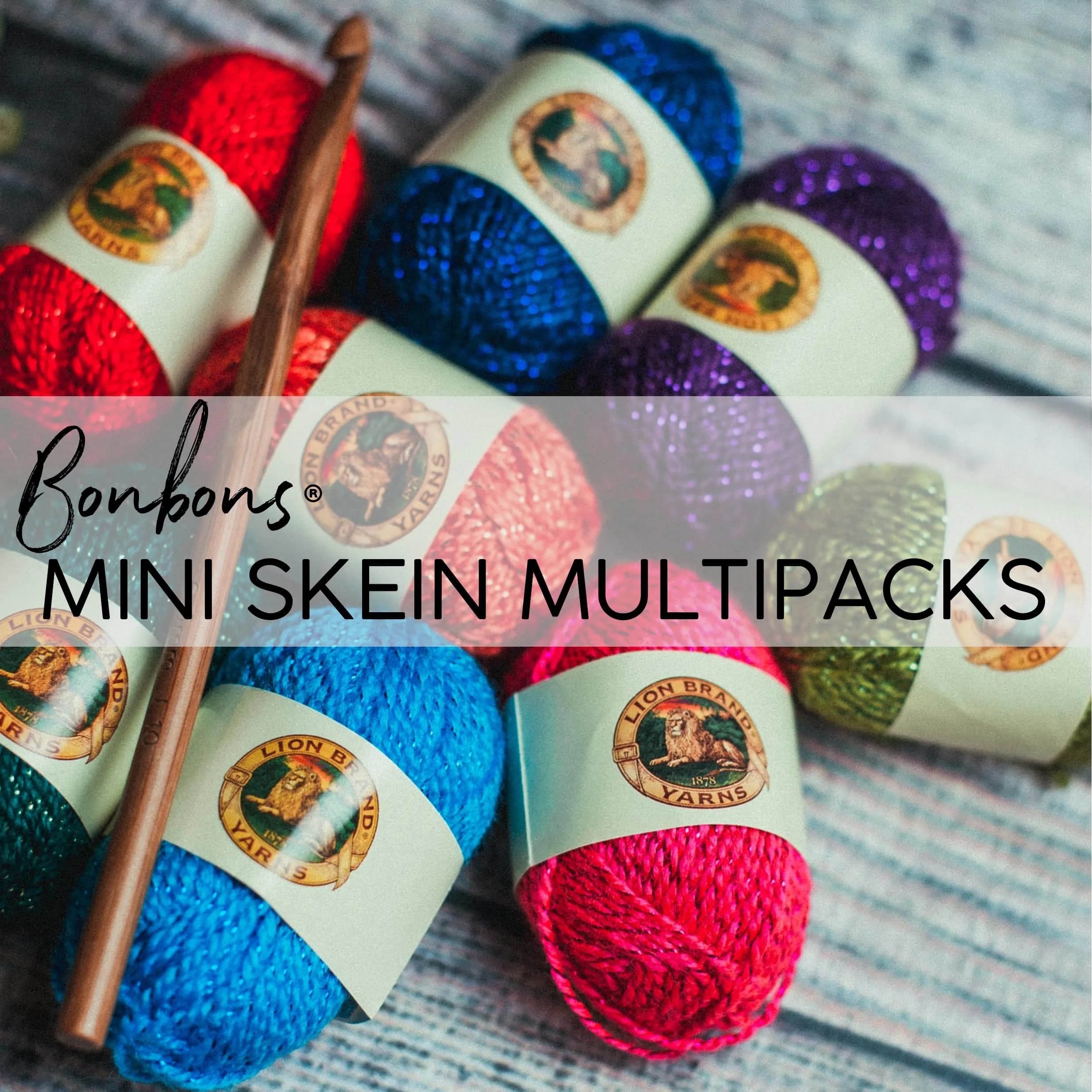 Lion Brand Yarn Bonbons 680 Crayons Yarn Pack | 8 Mini Skeins, 28yd Each, Weight Category 2 - view 3