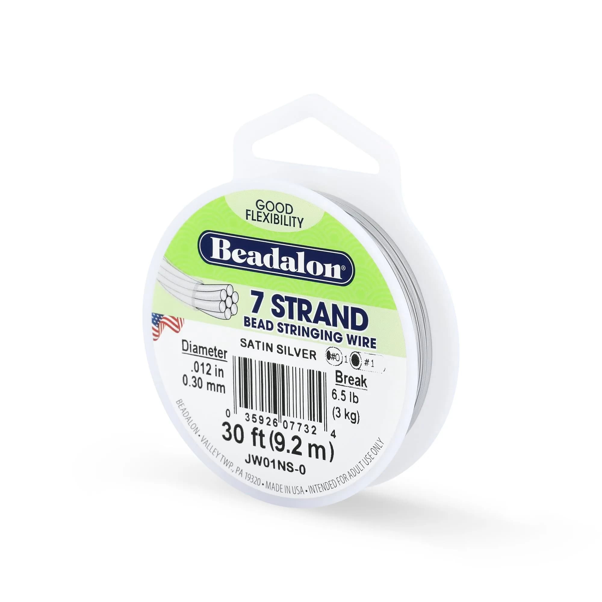 Beadalon 7-Strand Stainless Steel Beading Wire, 0.30 mm - Satin Silver | Flexible & Durable - main product image