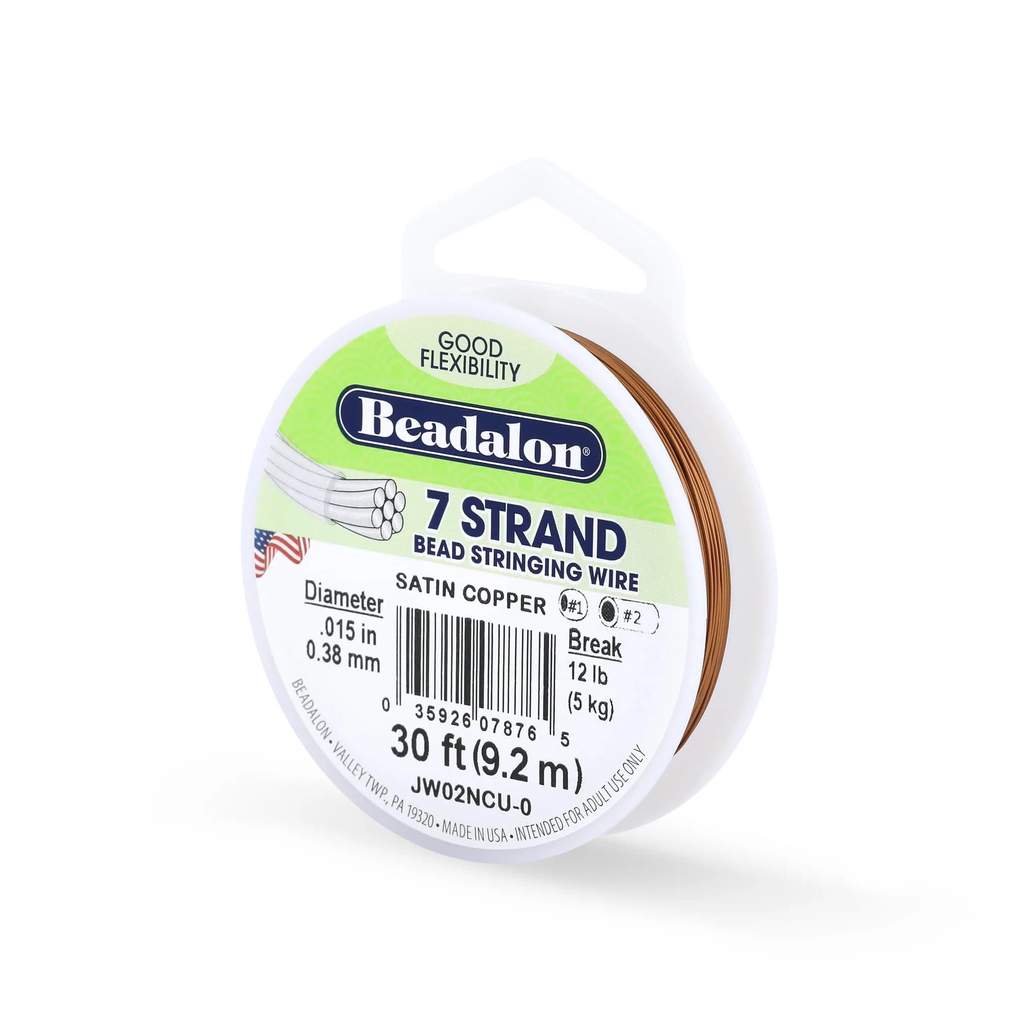 Beadalon 7-Strand Stainless Steel Beading Wire - 0.38 mm (0.015 in) - Satin Copper - main product image