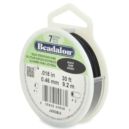 Beadalon 7-Strand Stainless Steel Beading Wire, 0.46 mm (0.018 in) Black | Durable & Kink-Resistant for Jewelry Making thumbnail 1