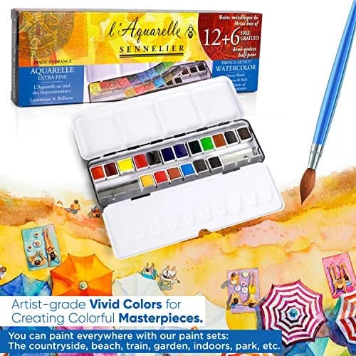 SENNELIER L'Aquarelle French Watercolor Paint, Metal Set of 18 Half Pans | Bright, Light & Transparent (105 characters) thumbnail 3