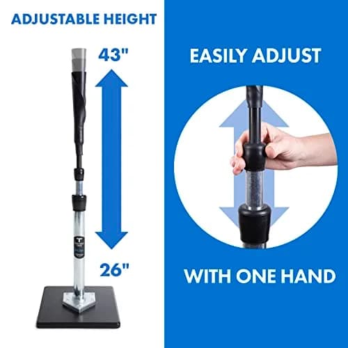 TANNER The Original Batting Tee – Adjustable Baseball & Softball Tee, Steel Shaft, Composite Base, Rubber Top, 26"-43" thumbnail 4
