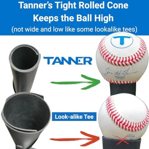 TANNER The Original Batting Tee – Adjustable Baseball & Softball Tee, Steel Shaft, Composite Base, Rubber Top, 26"-43" thumbnail 3