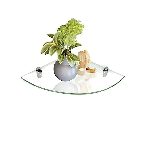 Fab Glass and Mirror Corner Glass Shelf, 6" x 6" | Tempered Clear Glass, Wall Mount thumbnail 1