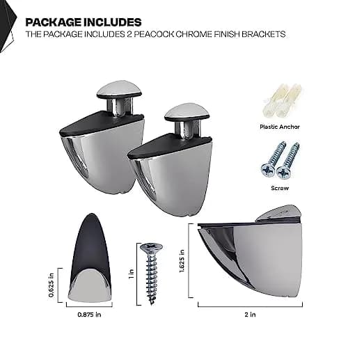 Fab Glass and Mirror Corner Glass Shelf, 6" x 6" | Tempered Clear Glass, Wall Mount thumbnail 4