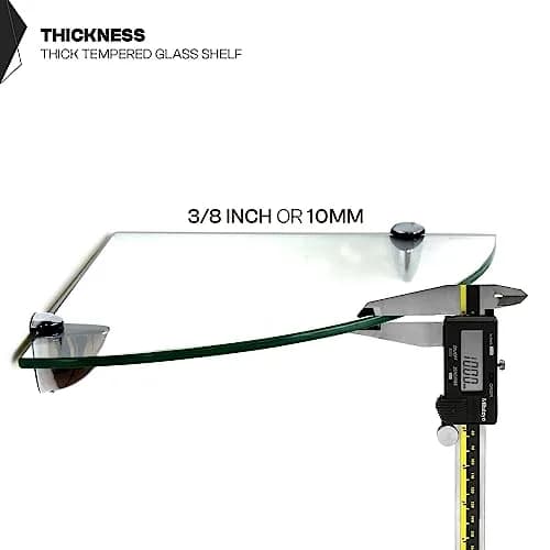 Fab Glass and Mirror Corner Glass Shelf, 6" x 6" | Tempered Clear Glass, Wall Mount thumbnail 5