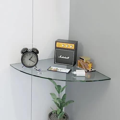 Fab Glass and Mirror Corner Glass Shelf, 6" x 6" | Tempered Clear Glass, Wall Mount thumbnail 6