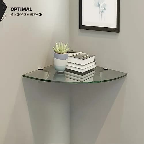 Fab Glass and Mirror Corner Glass Shelf, 6" x 6" | Tempered Clear Glass, Wall Mount thumbnail 7