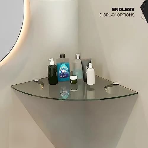 Fab Glass and Mirror Corner Glass Shelf, 6" x 6" | Tempered Clear Glass, Wall Mount thumbnail 8
