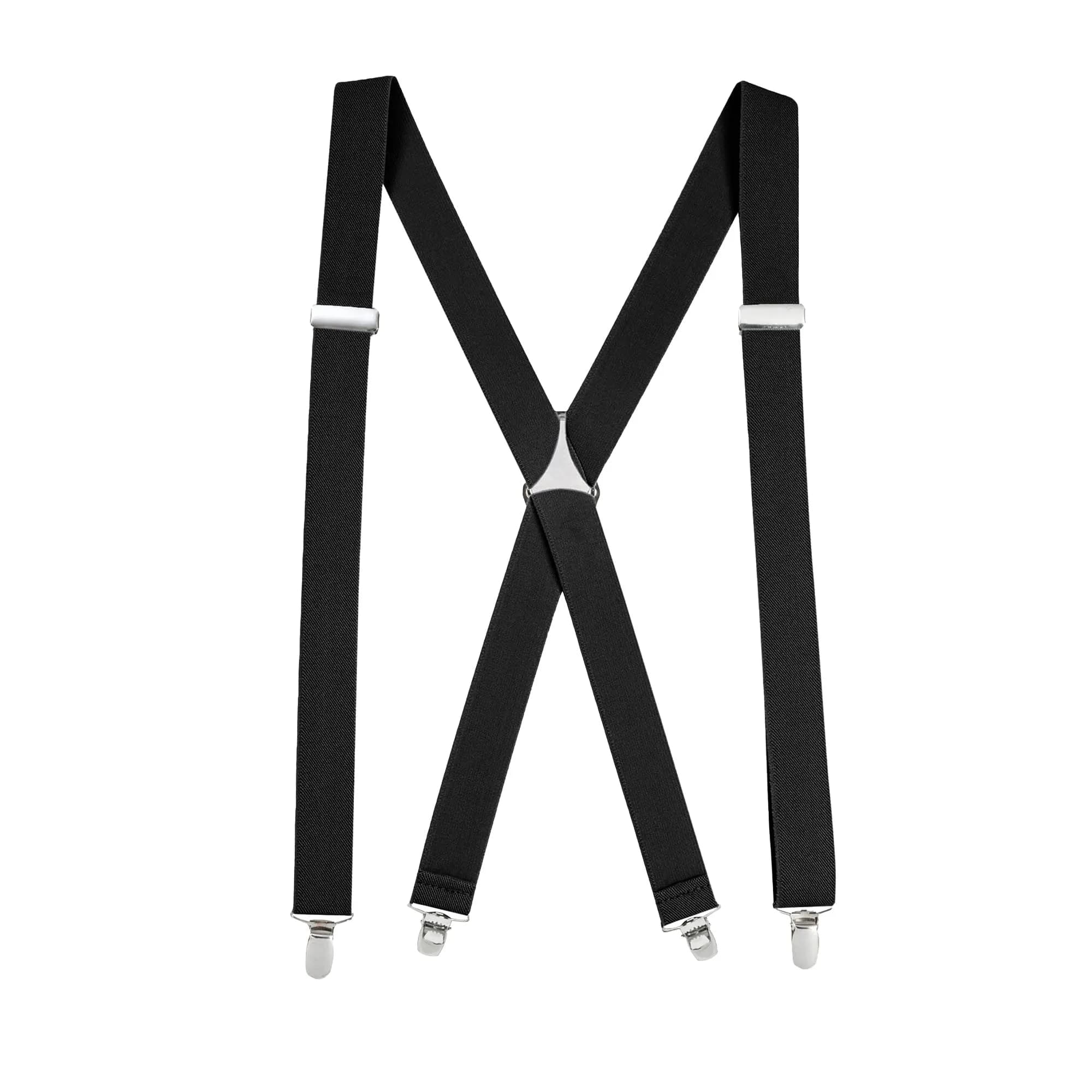 HOLD'EM Men’s X-Back Adjustable Suspenders 54" | Premium Quality Classic Style — Black / Tall - 54"