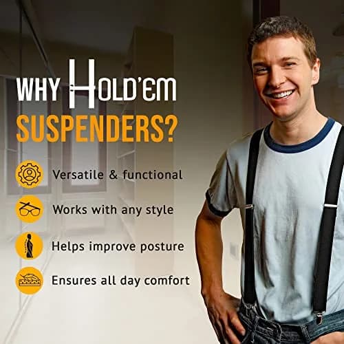 HOLD'EM Men’s X-Back Adjustable Suspenders 54" | Premium Quality Classic Style thumbnail 7