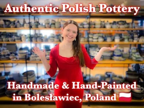 Polmedia Polish Pottery Round Baker with Handles 8.2" x 10" | Blue Poppies Pattern Handmade in Poland thumbnail 9