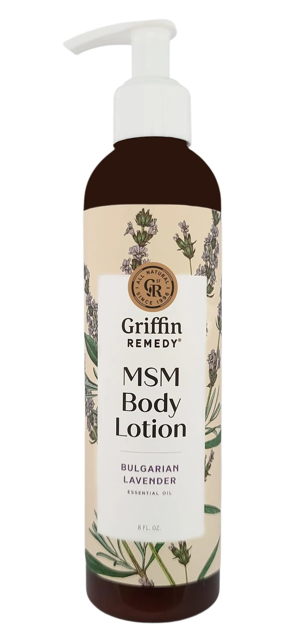 Griffin Remedy Bulgarian Lavender Body Lotion with MSM -8oz | Deep Hydration & Youthful Skin