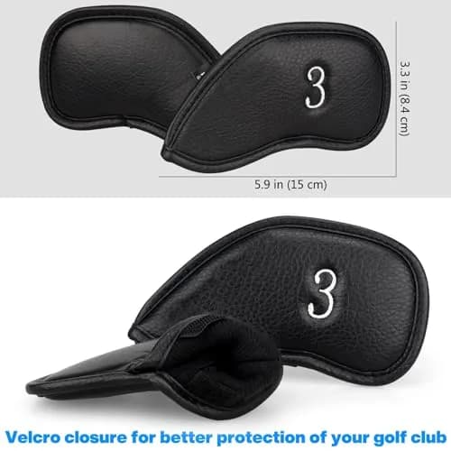 Craftsman Golf 12pcs Thick Synthetic Leather Left Handed Iron Head Covers Set | Waterproof & Oversize for All Brands thumbnail 3