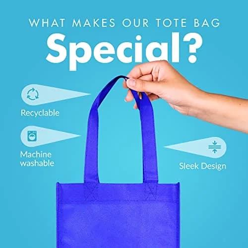 Simply Green Solutions Plain Tote Bag, Thick Reusable Gift Bag with 16-Inch Handles, Pack of 25 | Eco-Friendly & Durable thumbnail 4