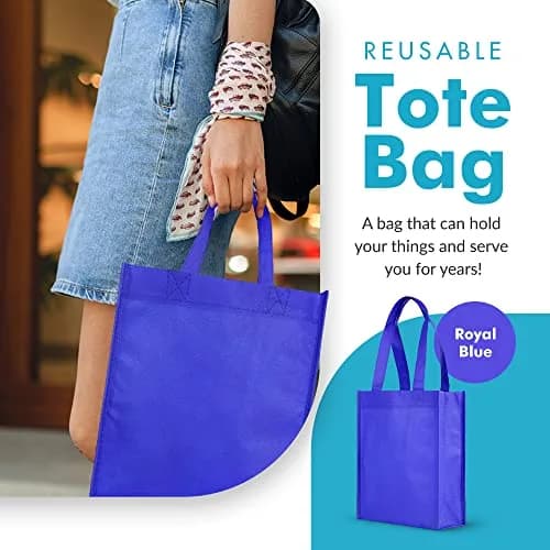 Simply Green Solutions Plain Tote Bag, Thick Reusable Gift Bag with 16-Inch Handles, Pack of 25 | Eco-Friendly & Durable thumbnail 2