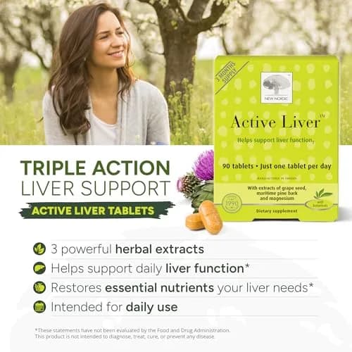 NEW NORDIC Active Liver Daily Support Supplement 30-Day Supply - 30 Tablets | Plant-Based Botanical Blend for Liver Health thumbnail 2