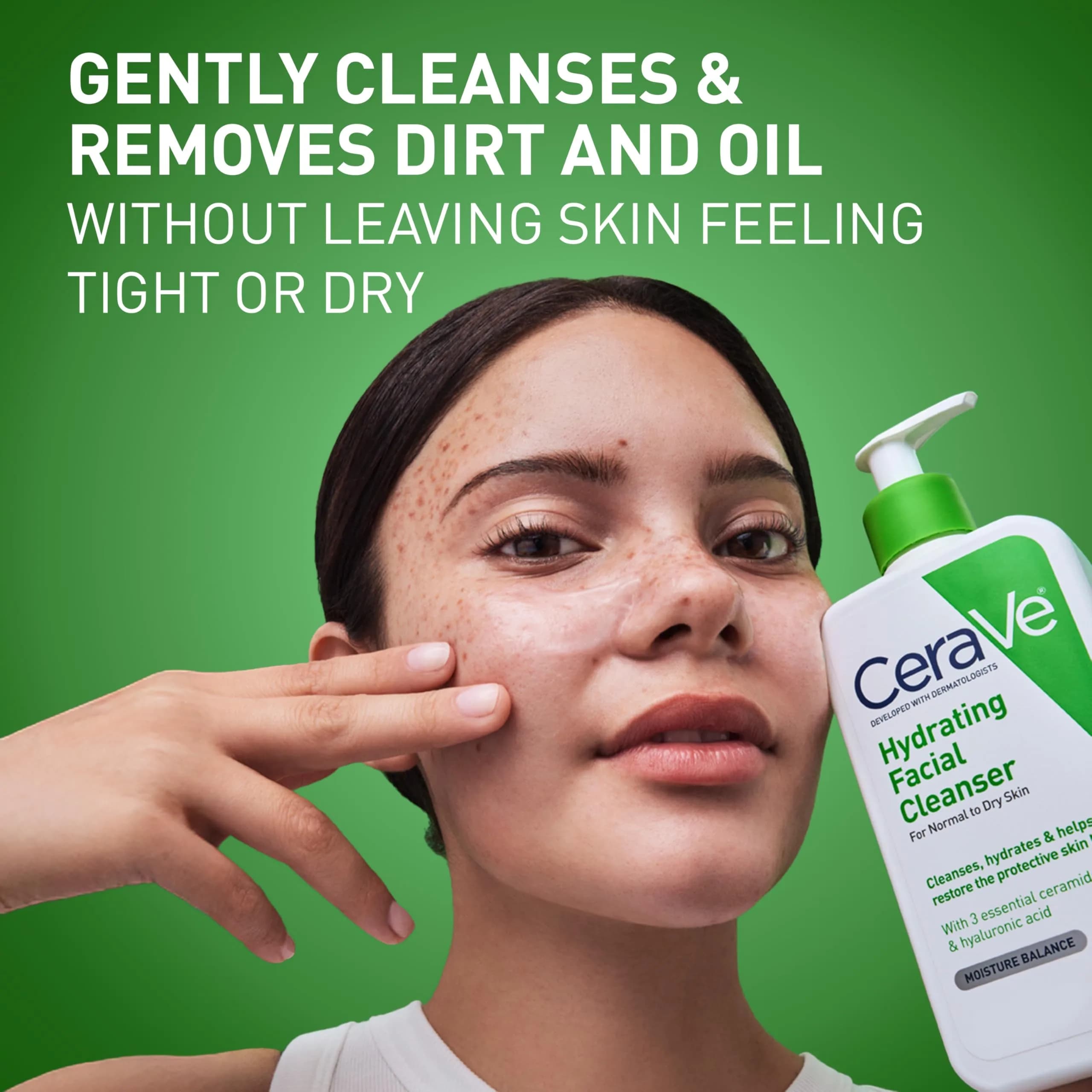 CeraVe Hydrating Cleanser with Hyaluronic Acid & Ceramides, Face Wash for Dry Skin, 237ml (8 Fl Oz) - main product image