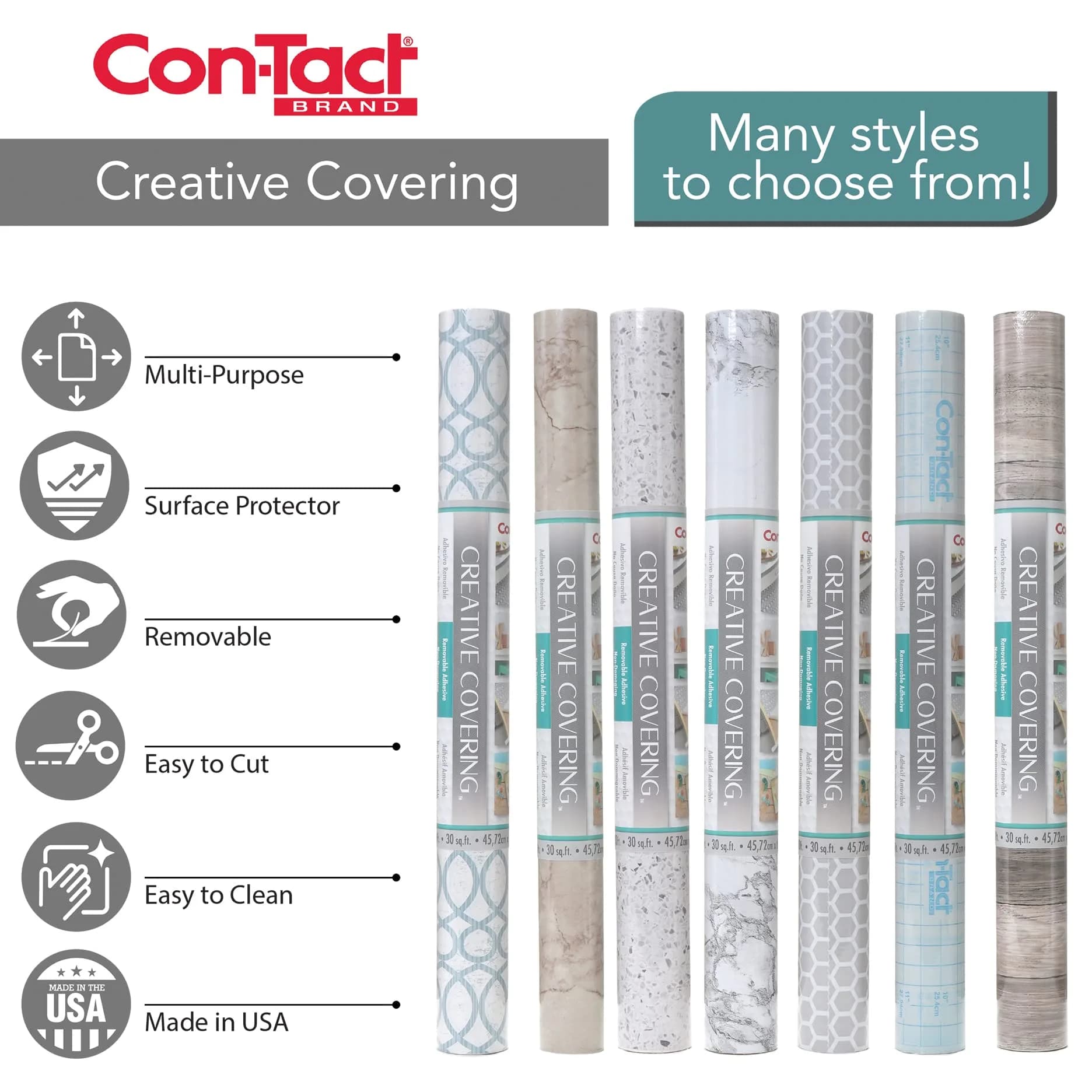 Con-Tact Brand Creative Covering Shelf Liner 18" x 9' (28 cm x 2.74 m) | Waterproof, Removable Vinyl Drawer Liner - view 5