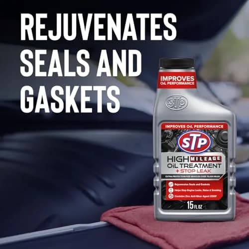 STP High Mileage Oil Treatment + Stop Leak 443ml (15 Fl Oz) | Protects Engines Over 75,000 Miles thumbnail 5