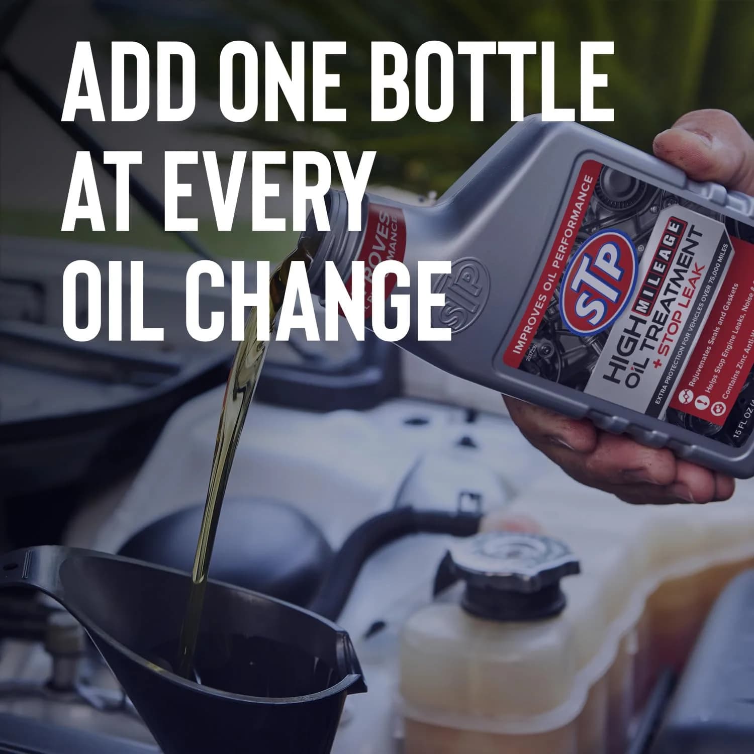 STP High Mileage Oil Treatment + Stop Leak 443ml (15 Fl Oz) | Protects Engines Over 75,000 Miles - view 7
