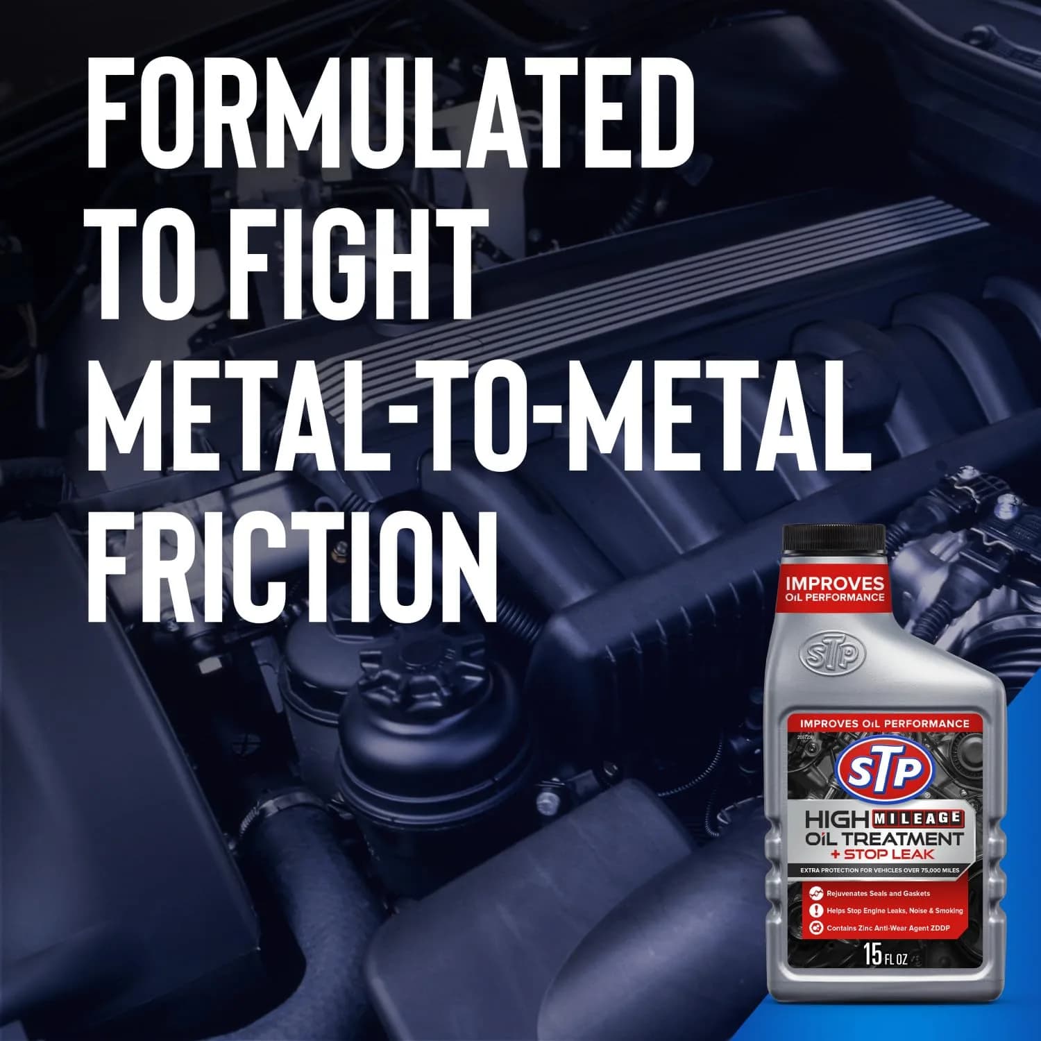 STP High Mileage Oil Treatment + Stop Leak 443ml (15 Fl Oz) | Protects Engines Over 75,000 Miles - view 4