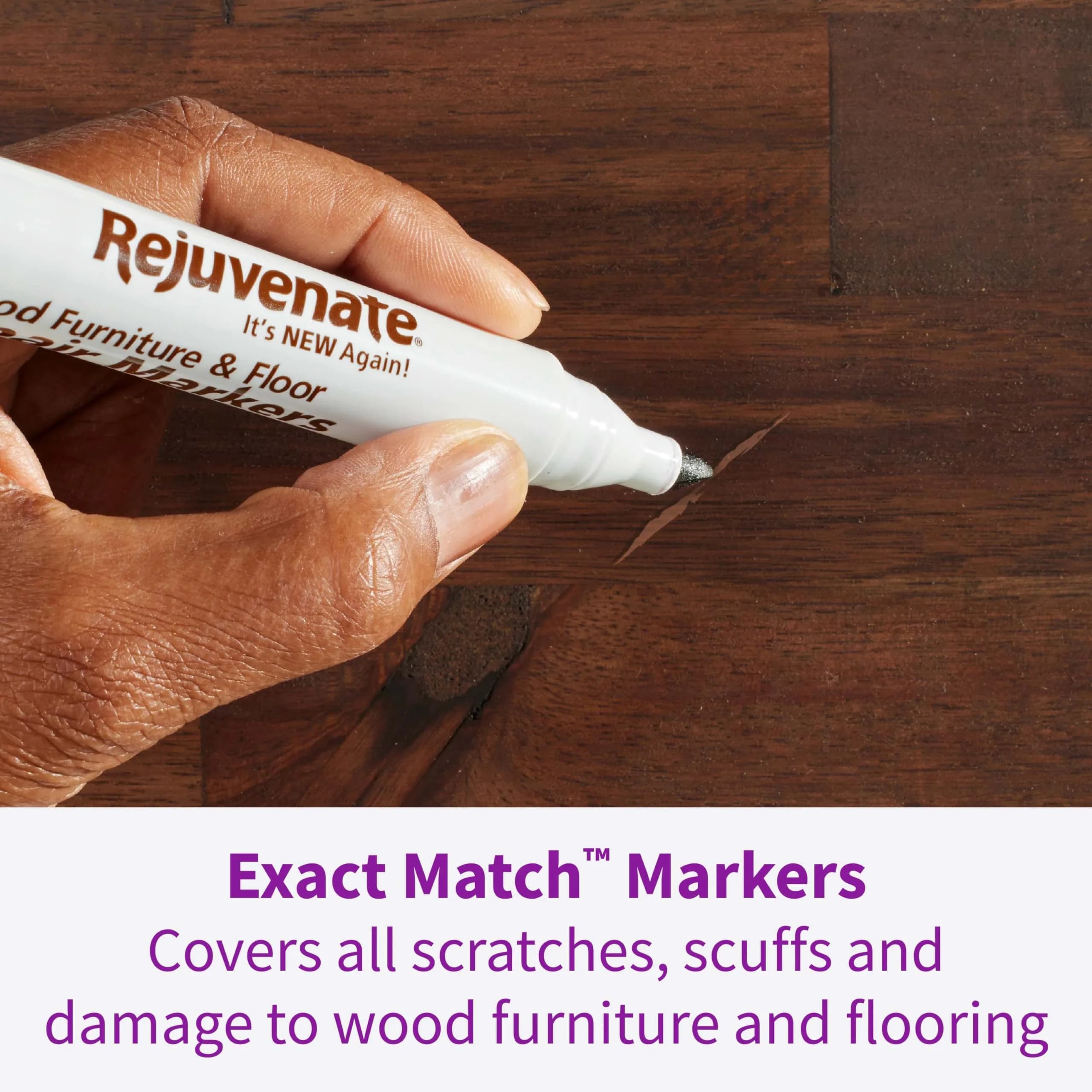 Rejuvenate Exact Match Brown Wood Furniture & Floor Repair Marker | Covers Scratches, Scuffs, and Damage - view 3