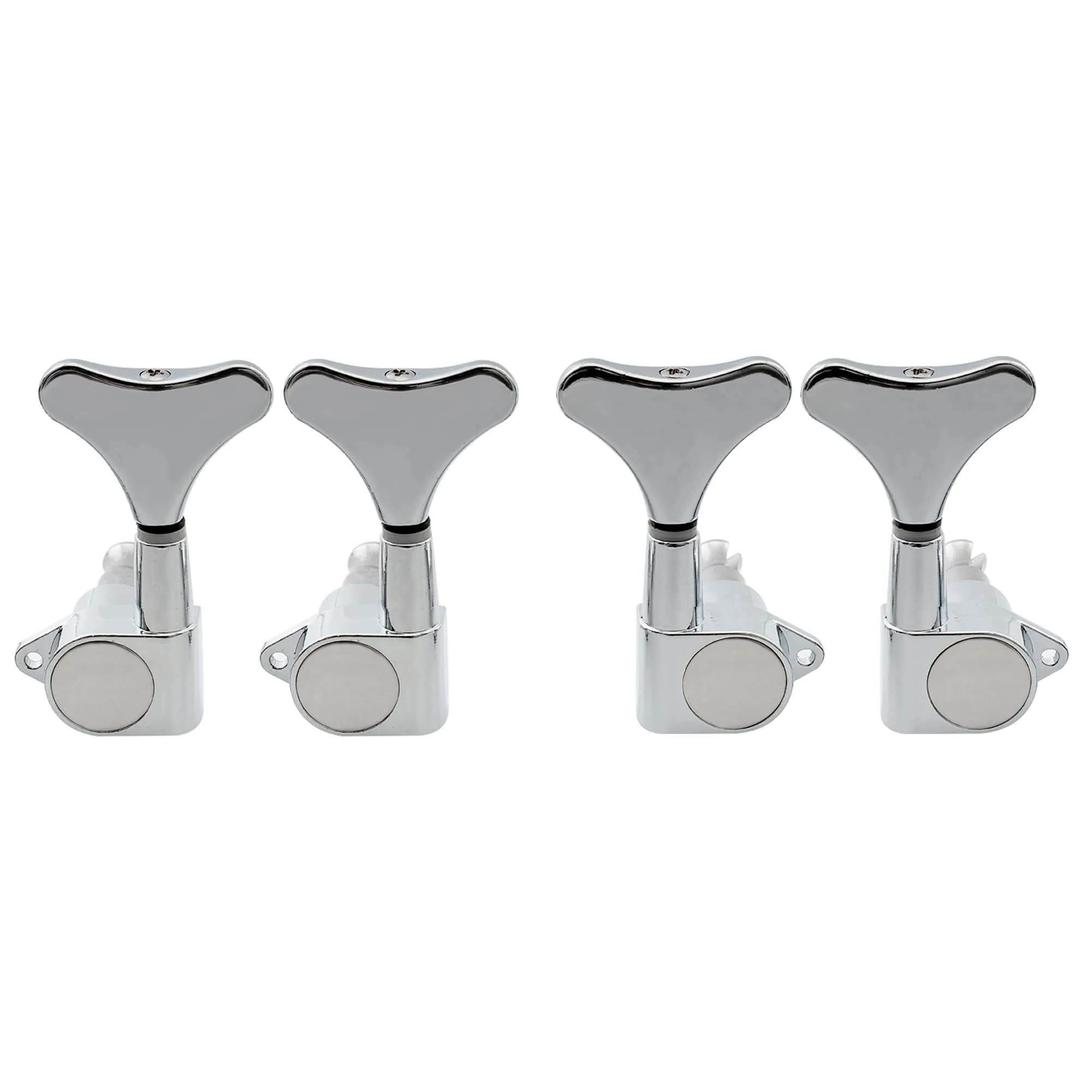 Musiclily Bass Tuning Machines Set, 4 Sealed Alloy Machine Heads, 19:1 Ratio, Black — 2R2L Chrome