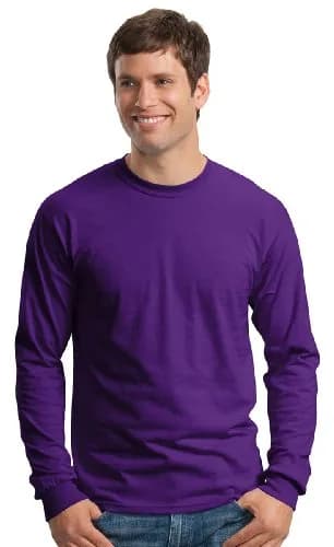 Gildan Ultra Cotton Long Sleeve T-Shirt 20F Purple XL | Classic Comfort & Durability thumbnail 1