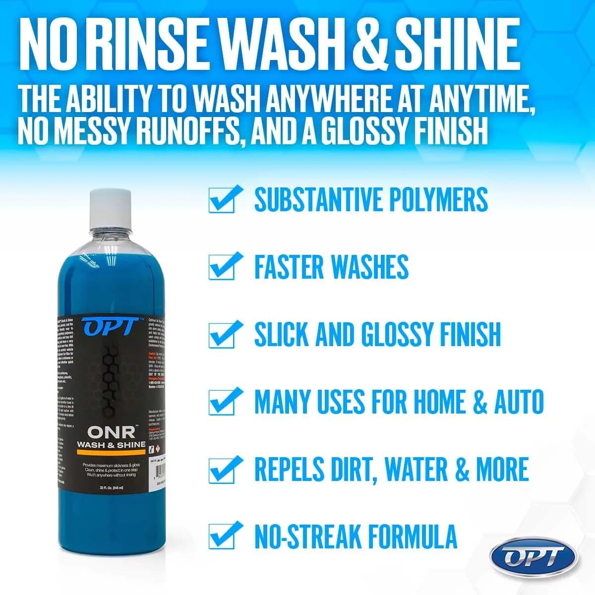 Optimum No Rinse Wash and Shine Version 5 - ONR Rinseless Car Wash Soap 236ml (8 Fl Oz) | Cleans, Shines, Protects All Surfaces - view 4