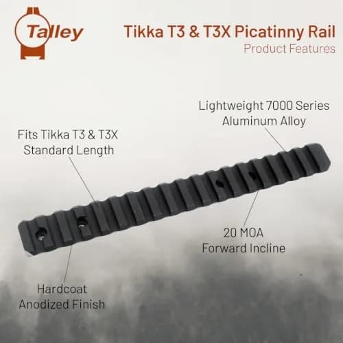 Talley Tikka T3 & T3X Bolt-Action Rifles Picatinny Rail | 20 MOA Aluminum Scope Base for Long-Range Shooting thumbnail 4