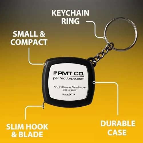 Perfect Measuring Tape Pocket Precision Circumference and Diameter Tape Measure 2m (6.6ft) | Accurate Steel Blade with Keychain thumbnail 4